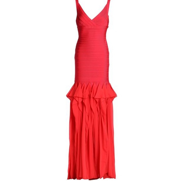 Hervé Léger Pleated Chiffon-paneled Bandage Gown - Picture 1 of 1